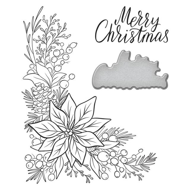 Spellbinder Poinsetta Corner Press Plate & Die Set