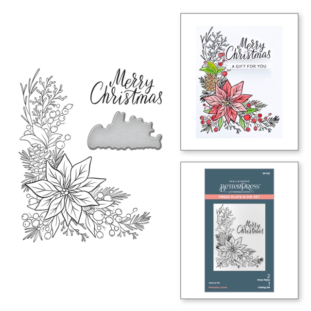 Spellbinder Poinsetta Corner Press Plate & Die Set