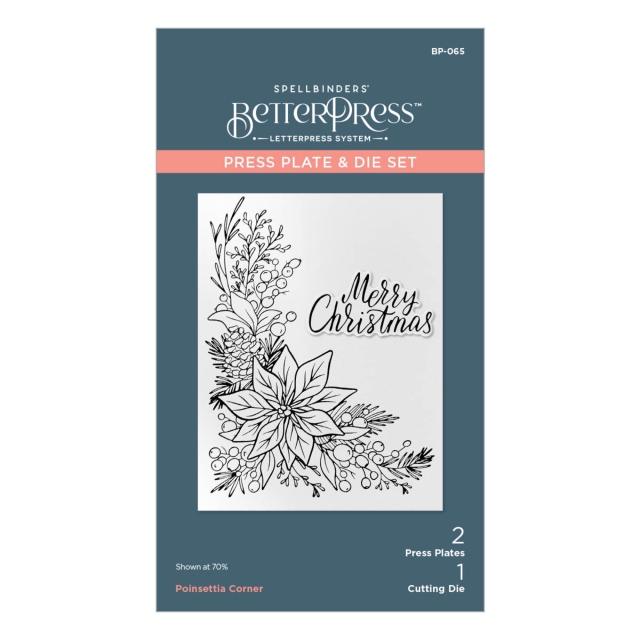Spellbinder Poinsetta Corner Press Plate & Die Set
