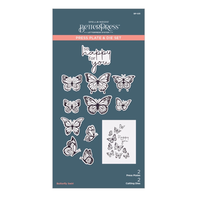 Spellbinder Butterfly Swirl Press Plate & Die Set