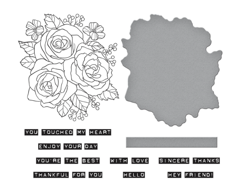 Spellbinders Garden Party Stamp & Die & Stencil Bundle