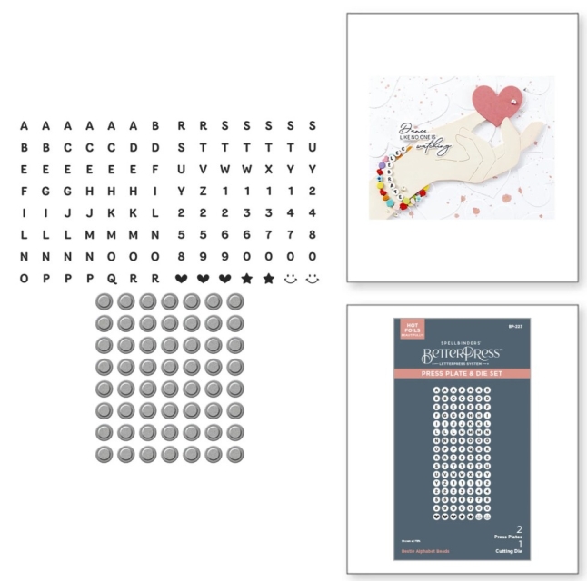 Spellbinders Bestie Alphabet Beads Press Plate 6 Die Set