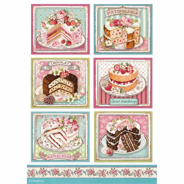 Stamperia A4 Rice Paper Reispapier packed Patisserie
