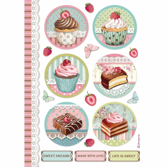 Stamperia A4 Rice Paper Reispapier packed Round Mini Cake