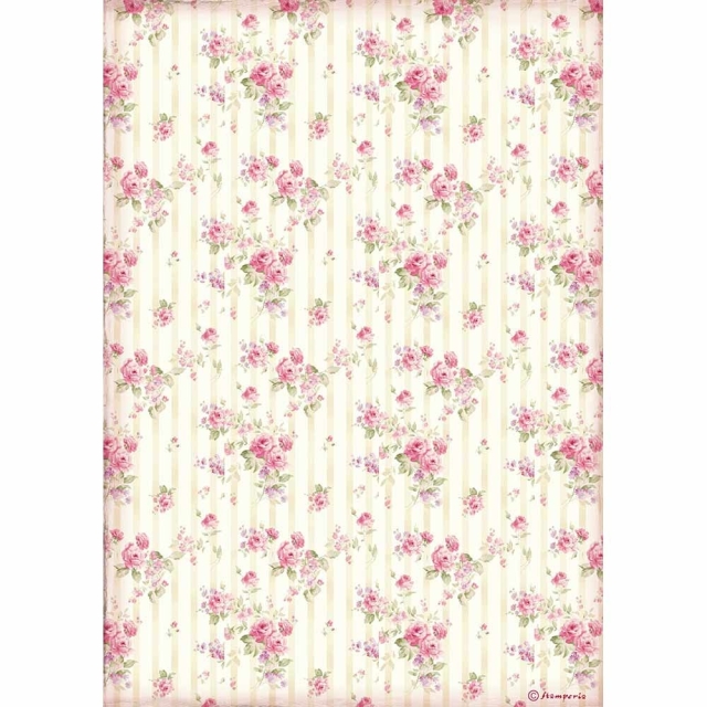 Stamperia A4 Rice Paper Reispapier packed Rose Wallpaper