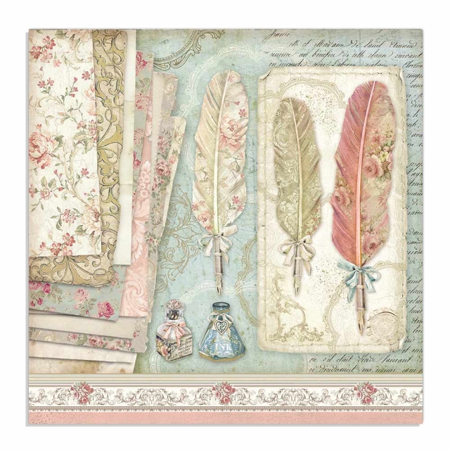 Stamperia Doppelseitiges Papier Feathers