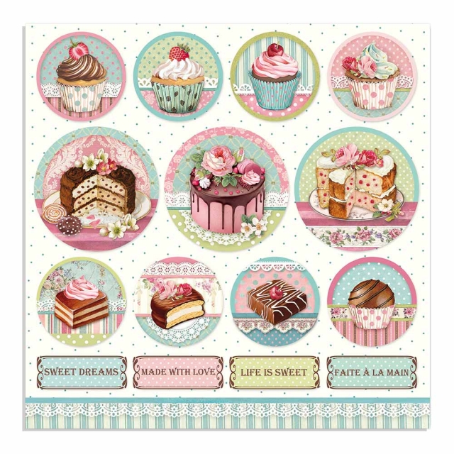 Stamperia Doppelseitiges Papier Mini Cake round