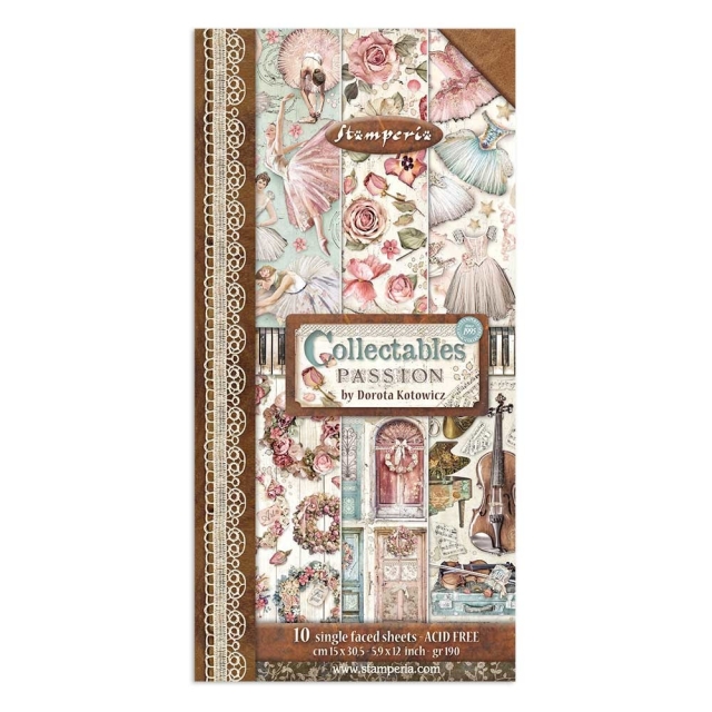 Stamperia 6 x 12 Inch Paper Pack Doppelseitiges Papier Passion