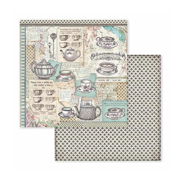 Stamperia Extra Small Pad 6 x 6 Inch mit 10 doppelseitig bedruckten Papieren Alice in Wonderland