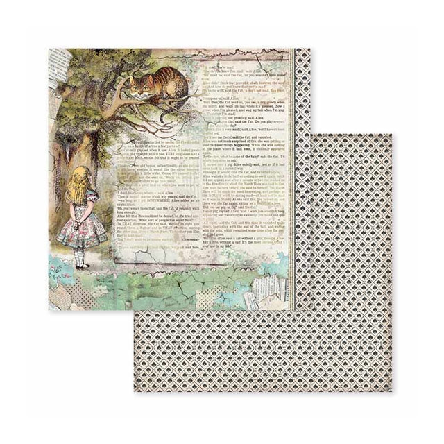 Stamperia Extra Small Pad 6 x 6 Inch mit 10 doppelseitig bedruckten Papieren Alice in Wonderland