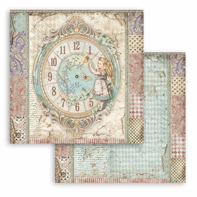 Stamperia Extra Small Pad 6 x 6 Inch mit 10 doppelseitig bedruckten Papieren Alice through the Looking Glass