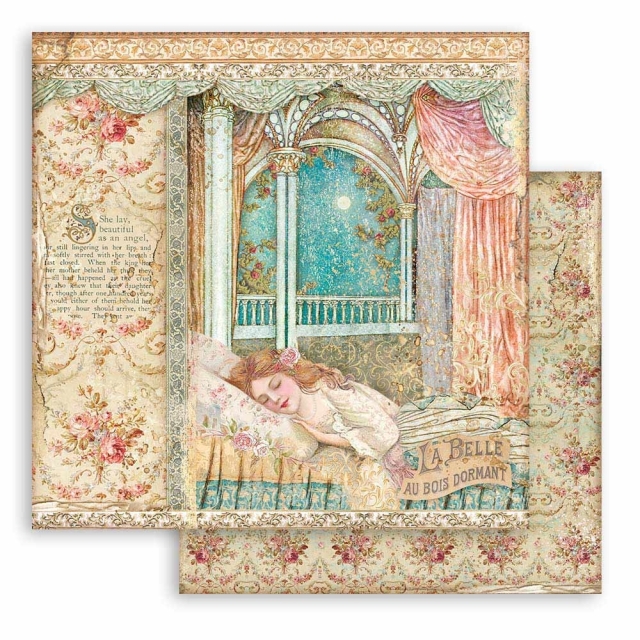 Stamperia Extra Small Pad 6 x 6 Inch mit 10 doppelseitig bedruckten Papieren Sleeping Beauty