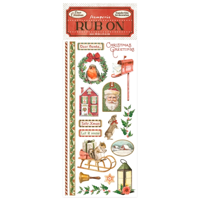 Stamperia Rub-on 10,16 x 21,6 cm Classic Christmas