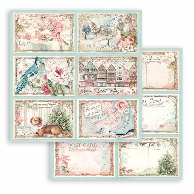 Stamperia Extra Small Pad 6 x 6 Inch mit 10 doppelseitig bedruckten Papieren Sweet Winter