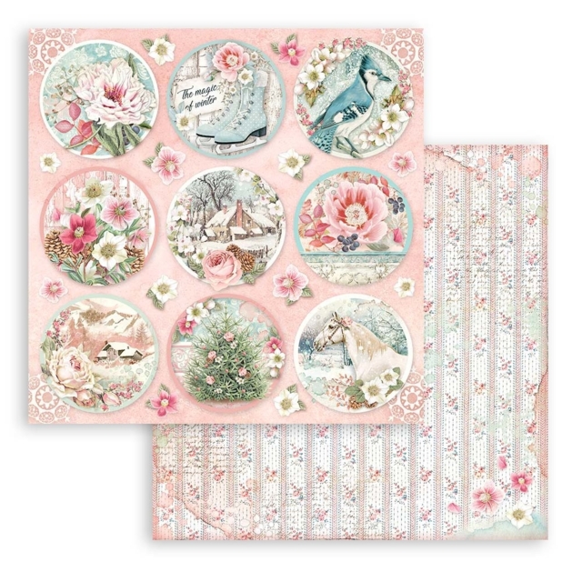 Stamperia Extra Small Pad 6 x 6 Inch mit 10 doppelseitig bedruckten Papieren Sweet Winter