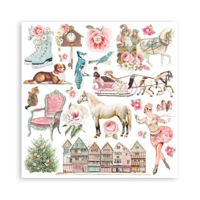Stamperia Extra Small Pad 6 x 6 Inch mit 10 doppelseitig bedruckten Papieren Sweet Winter