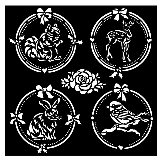 Stamperia Thick Stencil 18 x 18 Christmas Frame 4 Rounds