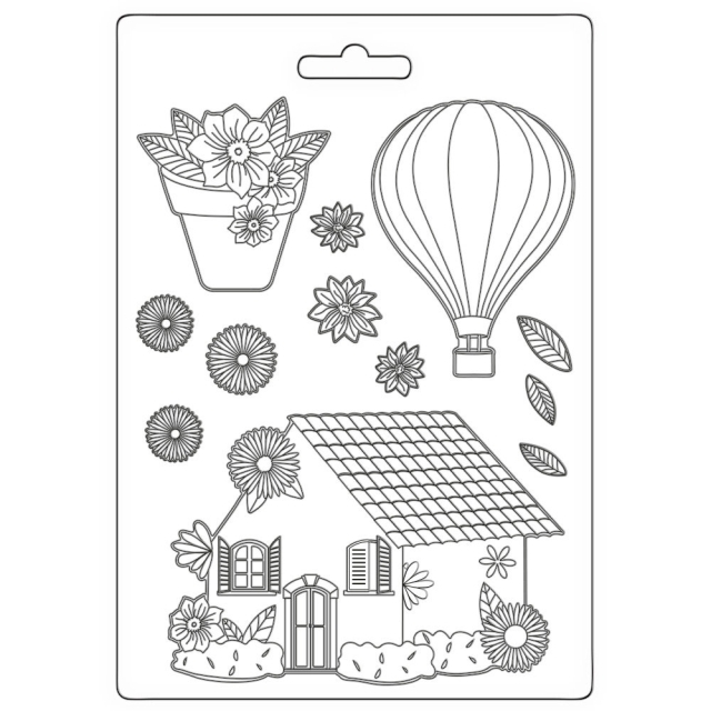 Stamperia Soft Mould A5 Create Happiness Welcome Home House