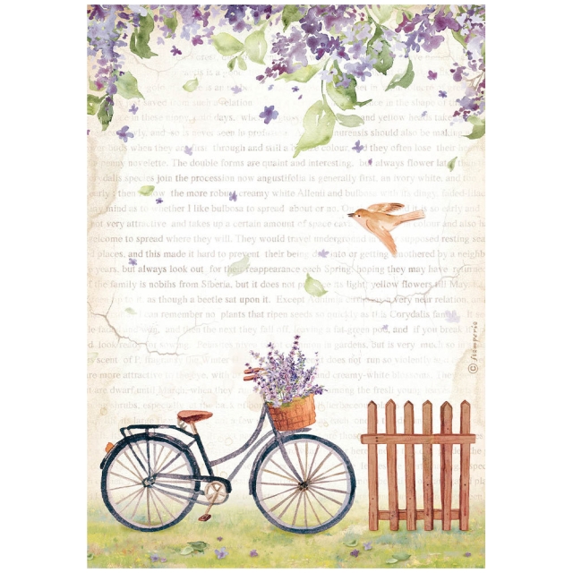 Stamperia Rice Paper A4 Create Happiness Welcome Home Bicycle