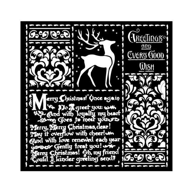 Stamperia Mixed Media Thick Stencil Schablone 18 x 18 cm Christmas Letters