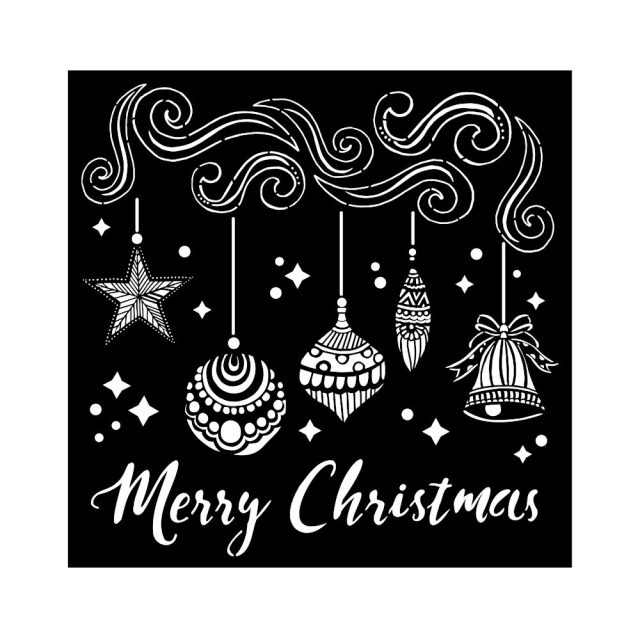 Stamperia Mixed Media Thick Stencil Schablone 18 x 18 cm Merry Christmas Bells