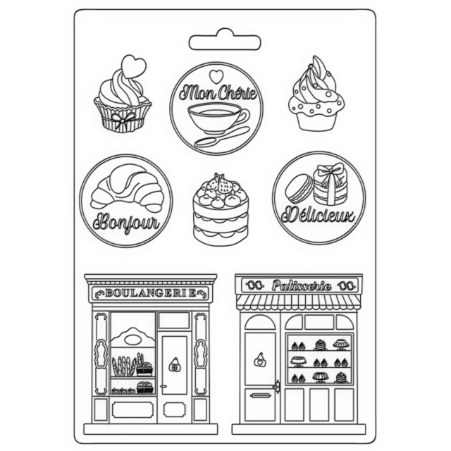 Stamperia Soft Mould A5 Create Happiness Oh là là Patisserie