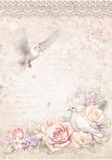 Stamperia Romance Forever Reispapier A4 Doves