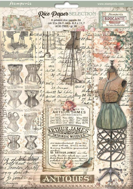 Stamperia A4 Reispapier Rice Paper Selection Brocante Antiques