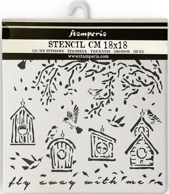 Stamperia Thick Stencil Schablone 18 x 18 cm Garden Nests