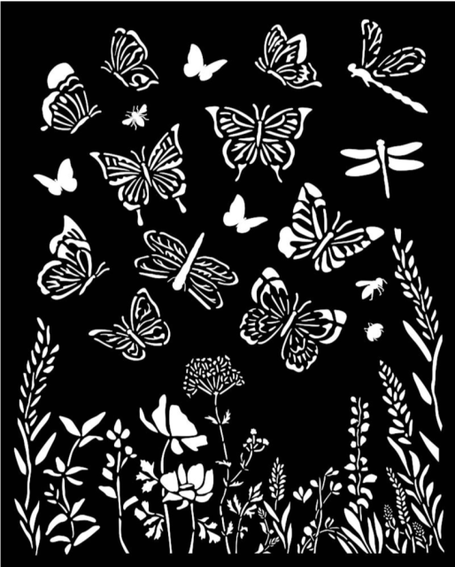 Stamperia Thick Stencil Schablone 20 x 25 cm Lavender Butterflies