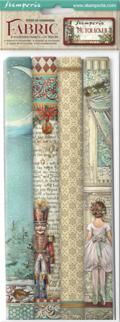 Stamperia Pack 4 Sheets Fabric Stoffstücke 30 x 30 cm The Nutcracker