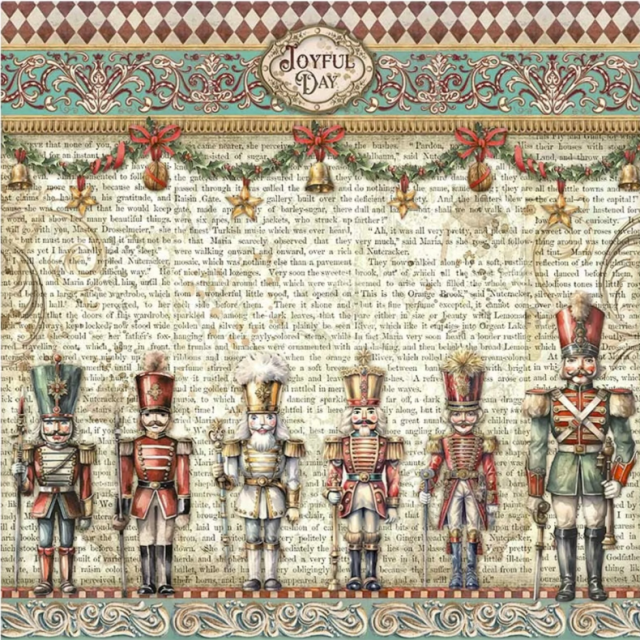 Stamperia Pack 4 Sheets Fabric Stoffstücke 30 x 30 cm The Nutcracker