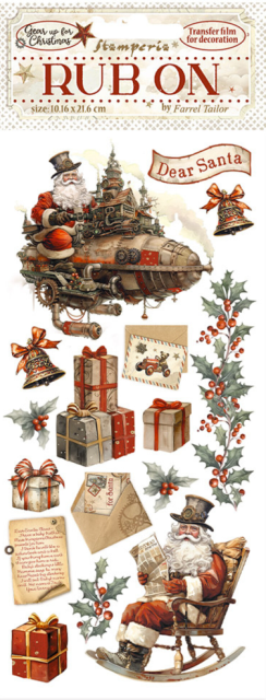 Stamperia Rub-on 10,16 x 21,6 cm Gear up for Christmas Santa Claus