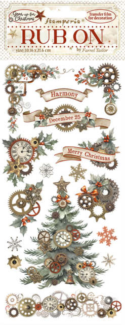 Stamperia Rub-on 10,16 x 21,6 cm Gear up for Christmas Gears