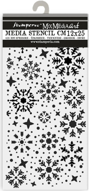 Stamperia Thick Stencil Schablone 12 x 25 cm Gear up for Christmas Snowflakes Schneeflocken