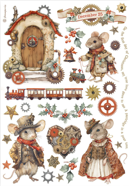 Stamperia Washi Pad 8 Sheets A5 Gear up for Christmas