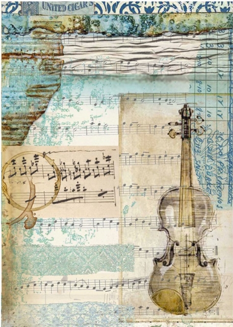 Stamperia Rice Paper Reis Papier A6 Set mit 8 Stück Backgrounds Music