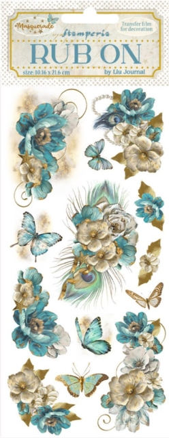 Stamperia Rub-On 10,16 x 21,6 cm Masquerade Blue Flowers