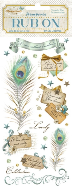 Stamperia Rub-On 10,16 x 21,6 cm Masquerade Feathers