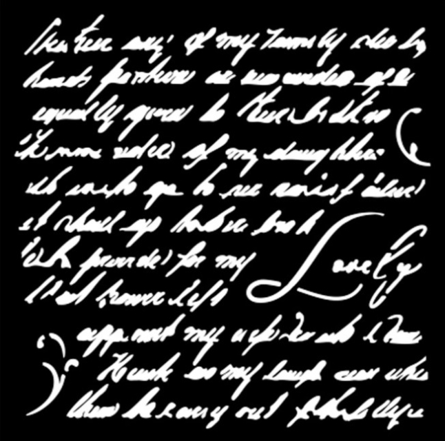 Stamperia Thick Stencil Schablone 12 x 12 cm Masquerade Handwriting