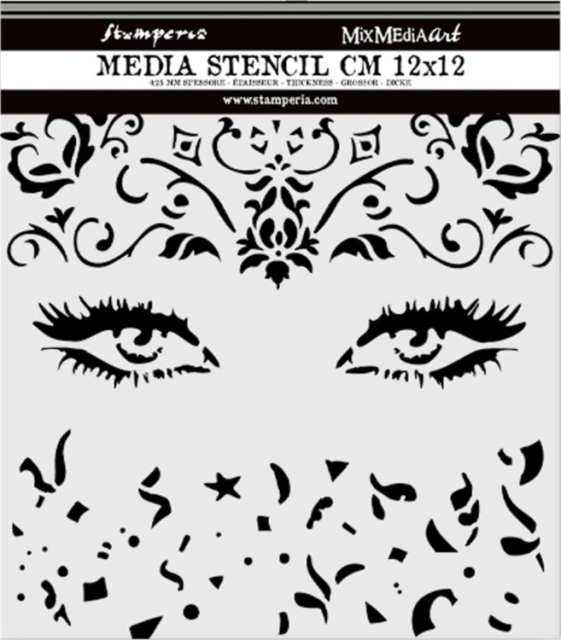 Stamperia Thick Stencil Schablone 12 x 12 cm Masquerade Eyes