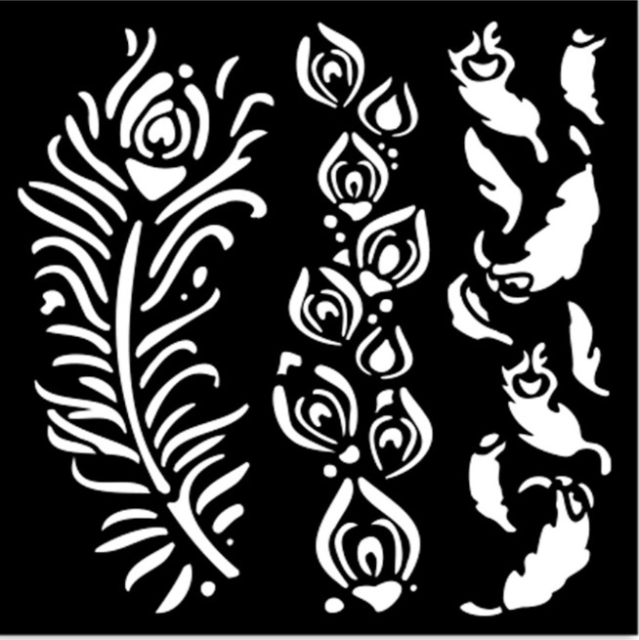Stamperia Thick Stencil Schablone 12 x 12 cm Masquerade Feathers