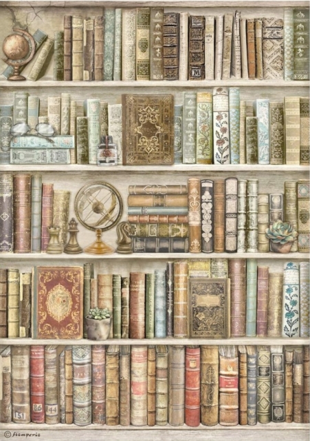 Stamperia A4 Reispapier Rice Paper Bookshelf