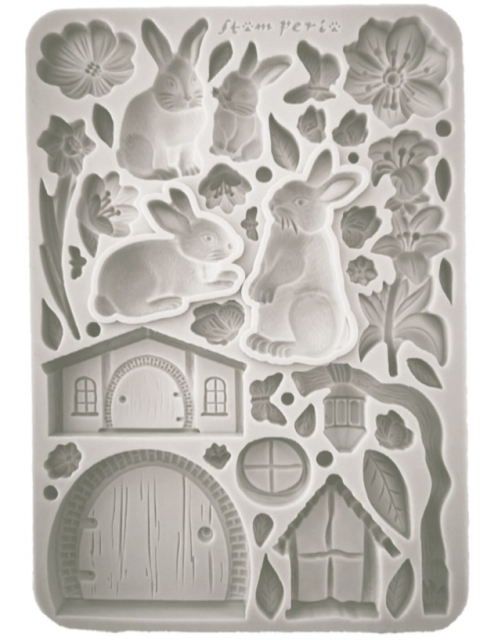 Stamperia A5 Silicon Mould Rabbit and Flowers