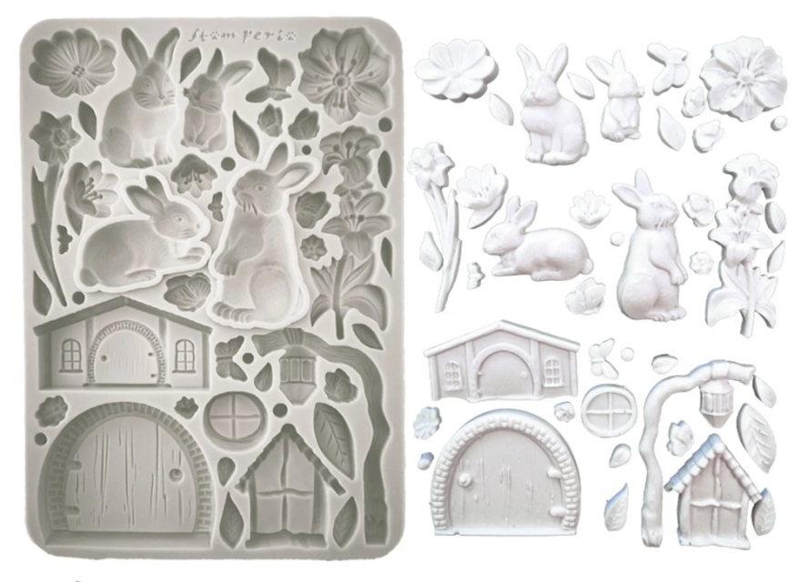 Stamperia A5 Silicon Mould Rabbit and Flowers