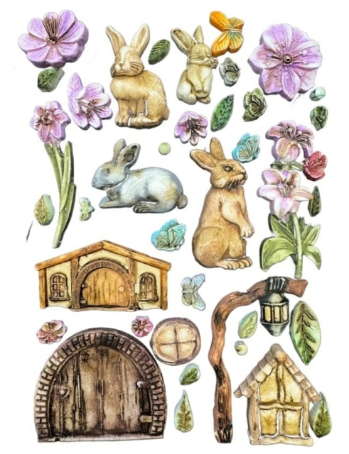 Stamperia A5 Silicon Mould Rabbit and Flowers