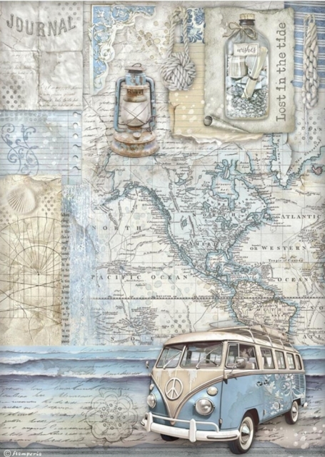 Stamperia A4 Reispapier Rice Paper Silent Sea Van