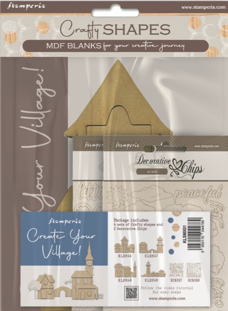 Stamperia Assortment Village: 4 Crafty Shapes and 2 Decorative Chips