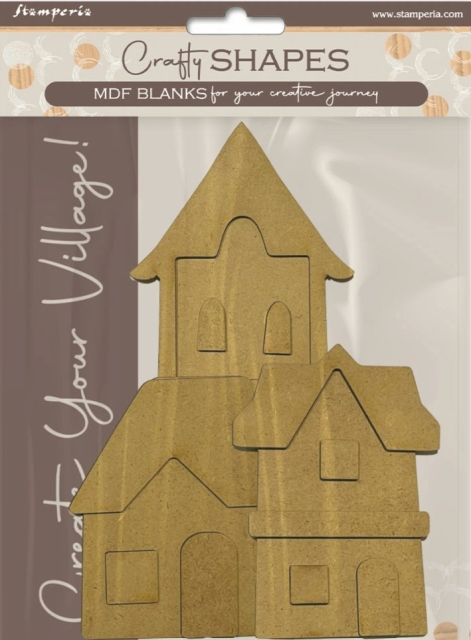 Stamperia Assortment Village: 4 Crafty Shapes and 2 Decorative Chips