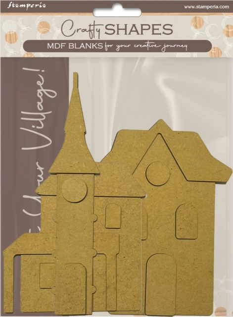 Stamperia Assortment Village: 4 Crafty Shapes and 2 Decorative Chips